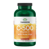 Swanson Vitamine C avec baies d'églantier – bouteille et gélules, soutien immunitaire quotidien.