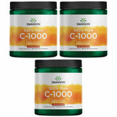 Swanson Vitamine C poudre ascorbique 1000 mg – boîte pratique soutient l'apport quotidien.