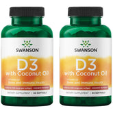 Swanson Vitamine D3 Coco - bouteille de gélules, soutien osseux et immunitaire
