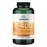 Swanson Vitamin E 400 UI dans une bouteille, soutien antioxydant potentiel pour la routine quotidienne.
