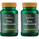 Swanson Zinc Carnosine – bouteille avec gélules, soutien potentiel à la muqueuse gastrique.