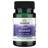 Swanson Zinc Orotate 10 mg: bouteille et capsules, format pratique pour une prise quotidienne.