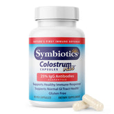 Symbiotics Colostrum capsules, bouteille pratique pour le quotidien et le soutien immunitaire.
