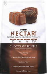 Syntrax Nectar Sweets: bouteille chocolat-truffe, goût gourmet sans glucides ni lipides.
