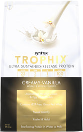 Syntrax Trophix bouteille vanille creme, libération prolongée pour énergie durable.