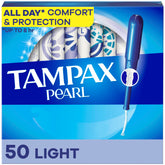 Tampon Tampax Pearl avec applicateur plastique sans BPA, insertion facile.