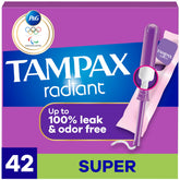 Tampons Tampax Radiant avec LeakGuard Braid pour prévenir les fuites discrètement