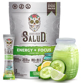 Taste Salud énergie et concentration avec poudre concombre-lime prête à dissoudre.