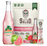 Pochette Salud x Jarritos Hydratation 2-en-1 goyave, pratique en déplacement.