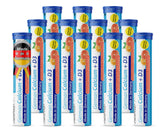 T&D Calcium D, tablette effervescente orange-pamplemousse se dissolvant rapidement dans l'eau