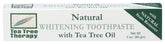 Dentifrice Tea Tree Therapy en tube, blanchiment naturel après brossage.