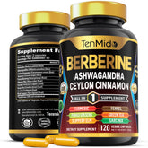 Tenmido Berberine, bouteille de capsules, soutien bien-être quotidien