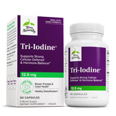 Terry Naturally Tri-Iodine — la bouteille et les capsules offrent un soutien thyroïdien potentiel.