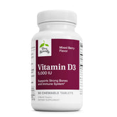 Bouteille Terry Naturally Vitamin D3, dosage 5000 UI, soutien potentiel des os.