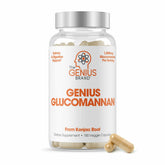 The Genius Brand glucomannane : bouteille présentant le produit naturel pour le confort gastrique.