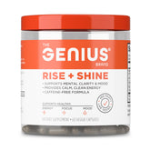 Rise + Shine The Genius Brand – bouteille prête à être versée pour énergie soutenue sans caféine.