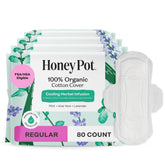 The Honey Pot Company serviettes herbales régulières avec ailes et coton biologique pour protection quotidienne.