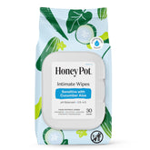 Lingettes The Honey Pot Concombre Aloe pour une fraîcheur intime quotidienne.