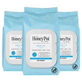 Lingettes The Honey Pot sensibles pour l'hygiène intime et équilibre du pH au quotidien.