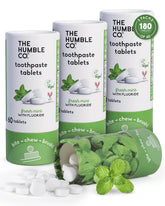 Tablettes dentaires The Humble Co menthe emballage zéro plastique prêt pour voyage