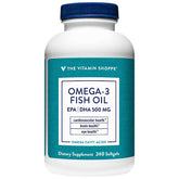 The Vitamin Shoppe Omega 3 – bouteille avant, soutien potentiel du cœur et du cerveau.