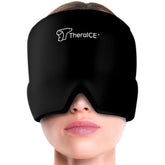 TheraICE Bonnet migraine en action offrant un refroidissement ciblé pour le visage et les tempes.