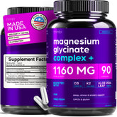 Thinbi Magnésium Glycinate – bouteille; soutien potentiel au système musculaire et à l'énergie.