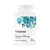 THORNE Vitamine C 500 mg – Bouteille, soutien immunitaire potentiel et énergie.
