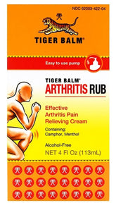 Tiger Balm Arthritis Rub emballage 4 oz, pratique et compact pour le rangement quotidien.