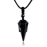 TIKCAUZ obsidienne noire, pointe hexagonale, clarté mentale et style.