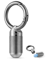 Porte-pilules TISUR en titane avec attache-clefs, pratique pour les voyages.