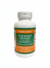 TJ's vitamine C mâchable saveur orange, pratique pour l'apport quotidien.