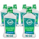 Tom's of Maine bain-bouche Wicked Fresh emballage six bouteilles, haleine fraîche durable.