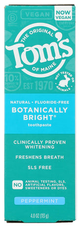 Dentifrice Tom's of Maine Botaniquement Éclatant Menthe – emballage recyclable.