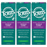 Tom's of Maine dentifrice menthe-poivrée, pack triple tubes, fraîcheur durable