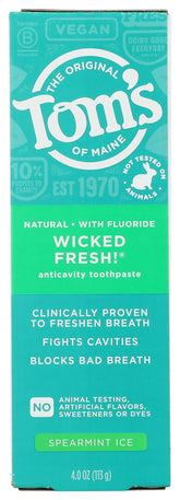 Tom's of Maine dentifrice Wicked Fresh Menthe Poivrée – vue avant, fraîcheur durable.