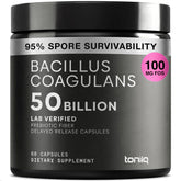 Toniiq Bacillus Coagulans – bouteille et etiquette, stabilité et transparence du produit.