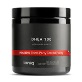 Toniiq DHEA 100 mg capsules : facilité d'ingestion et pureté élevée pour absorption optimale.