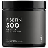 Toniiq Fisetin 500mg – bouteille affichant pureté et praticité