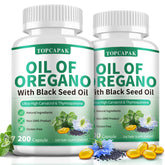 TOPCAPAK huile d'origan-nigelle softgels, emballage pratique pour l’usage quotidien.