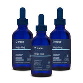 Trace Minerals Mega-Mag, bouteille de gouttes indiquant utilisation quotidienne pour énergie et muscles.