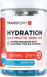 TransformHQ boîte Rocket Pop montrant l'hydratation pratique en déplacement.