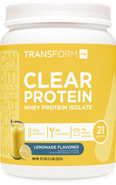 TransformHQ isolat protéiné clair citronnade — verre rafraîchissant après entraînement.