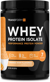 TransformHQ Protéine isolat Orange Whip, bouteille pratique pour collations protéinées quotidiennes.