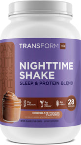 TransformHQ Shake nocturne chocolat mousse, portion protéinée et goût riche.