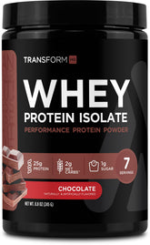 TransformHQ Whey Protein Isolate chocolat emballage clair et pratique pour votre routine.