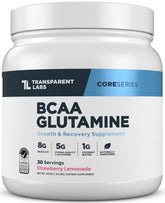 Transparent Labs BCAA Glutamine: bouteille fraise-citronnade pour récupération après l'entraînement.
