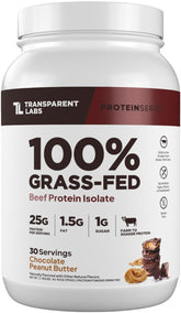 Beef Isolate Transparent Labs en poudre chocolat cacahuète, idéale pour la récupération après l'effort.