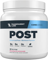 Bouteille Transparent Labs Post prête pour récupération musculaire après l'entraînement.