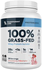 Transparent Labs Whey Protéine Isolate – saveur naturelle fraise, shake post-entraînement.